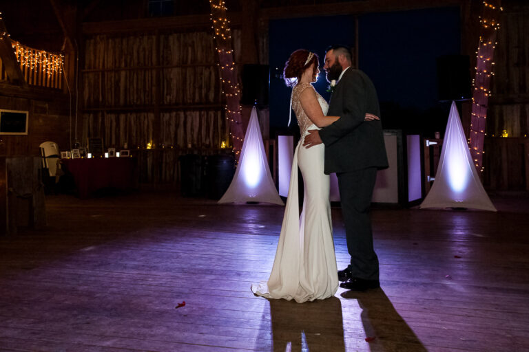 Bride and Groom share a first dance at LostCreek Memory Barn, in ohio.