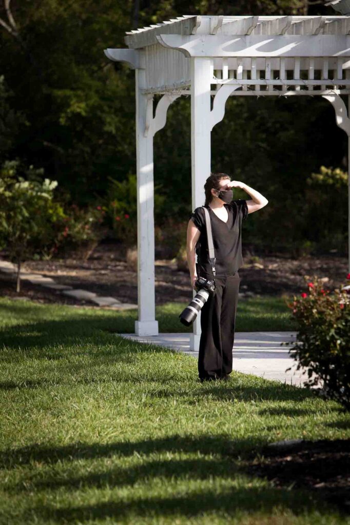 About Crystal Horton the photographer and her passion and creativity as she scouts the lighting and wedding venue.