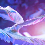 Wedding vendor business cards falling, representing collecting information at a wedding expo.